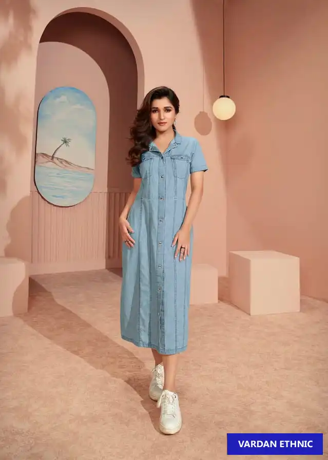 Vinay Tumbaa The Denim-3 100% Denim Wholesale Kurti Catalog — Wholesale Kurtis, MPA wholesale from Surat - Gallery Image 5