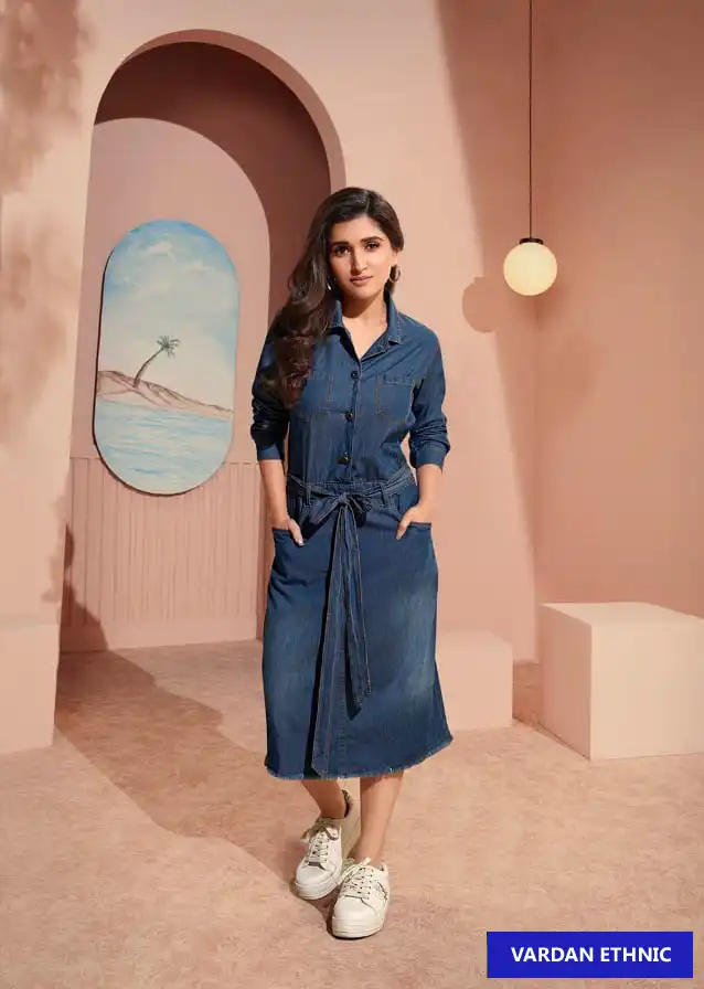 Vinay Tumbaa The Denim-3 100% Denim Wholesale Kurti Catalog — Wholesale Kurtis, MPA wholesale from Surat - Gallery Image 6