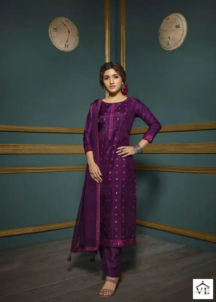 Vinay Tumbaa - Vani Dola Jacquard Wholesale Readymade Suits Catalog — Wholesale Salwar Suits, MPA wholesale from Surat - Gallery Image 5