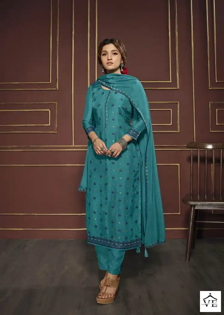 Vinay Tumbaa - Vani Dola Jacquard Wholesale Readymade Suits Catalog — Wholesale Salwar Suits, MPA wholesale from Surat - Gallery Image 6