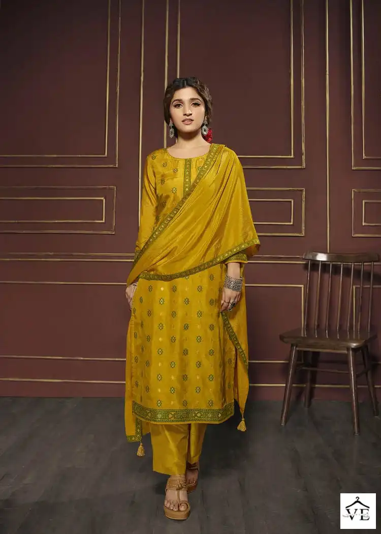 Vinay Tumbaa - Vani Dola Jacquard Wholesale Readymade Suits Catalog — Wholesale Salwar Suits, MPA wholesale from Surat — view 8