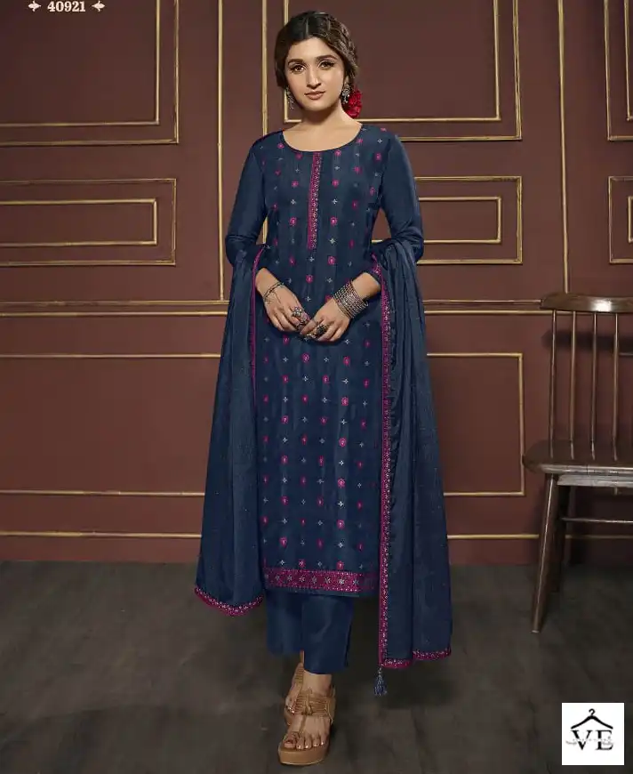 Vinay Tumbaa - Vani Dola Jacquard Wholesale Readymade Suits Catalog — Wholesale Salwar Suits, MPA wholesale from Surat — view 1