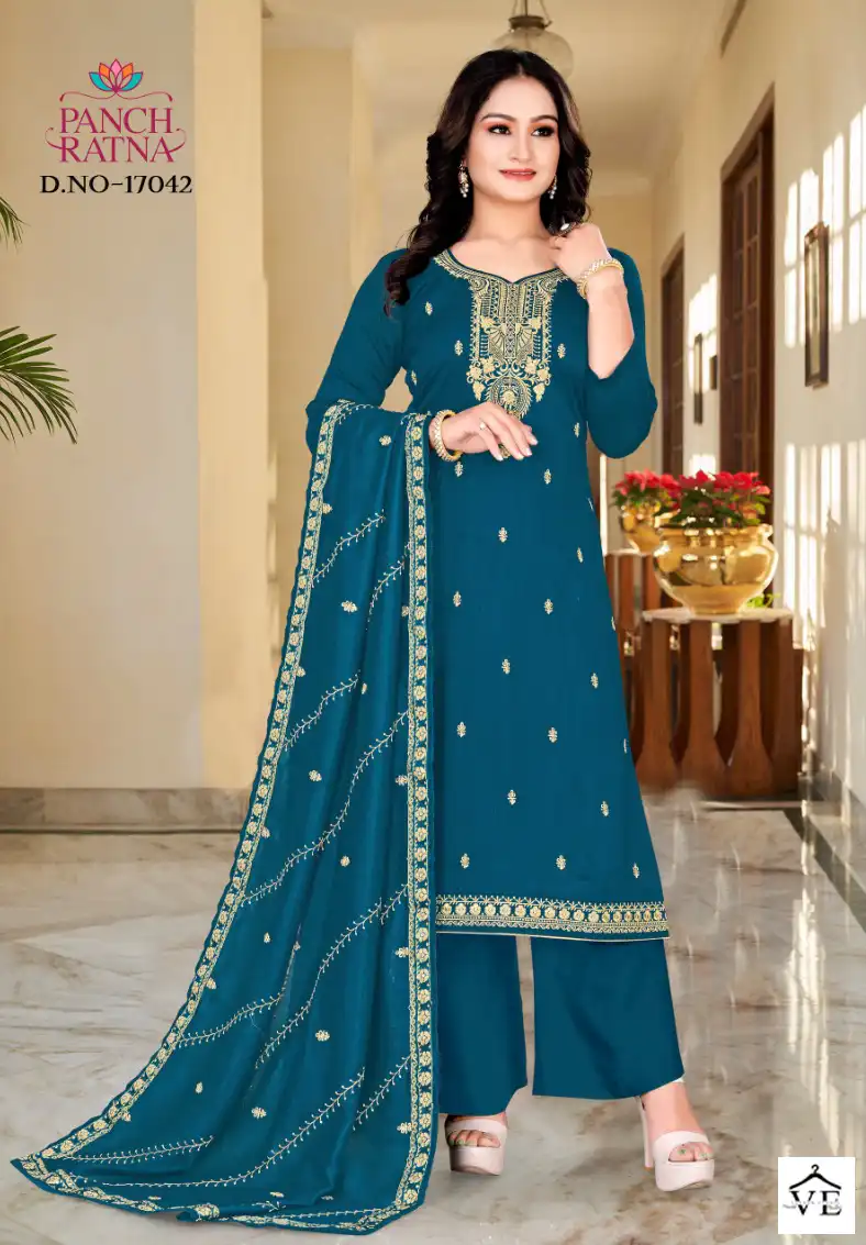 Panch Ratna Urvisha Pure Vichitra Silk Wholesale Salwar Suit Catalog — Wholesale Salwar Suits, MPA wholesale from Surat — view 3