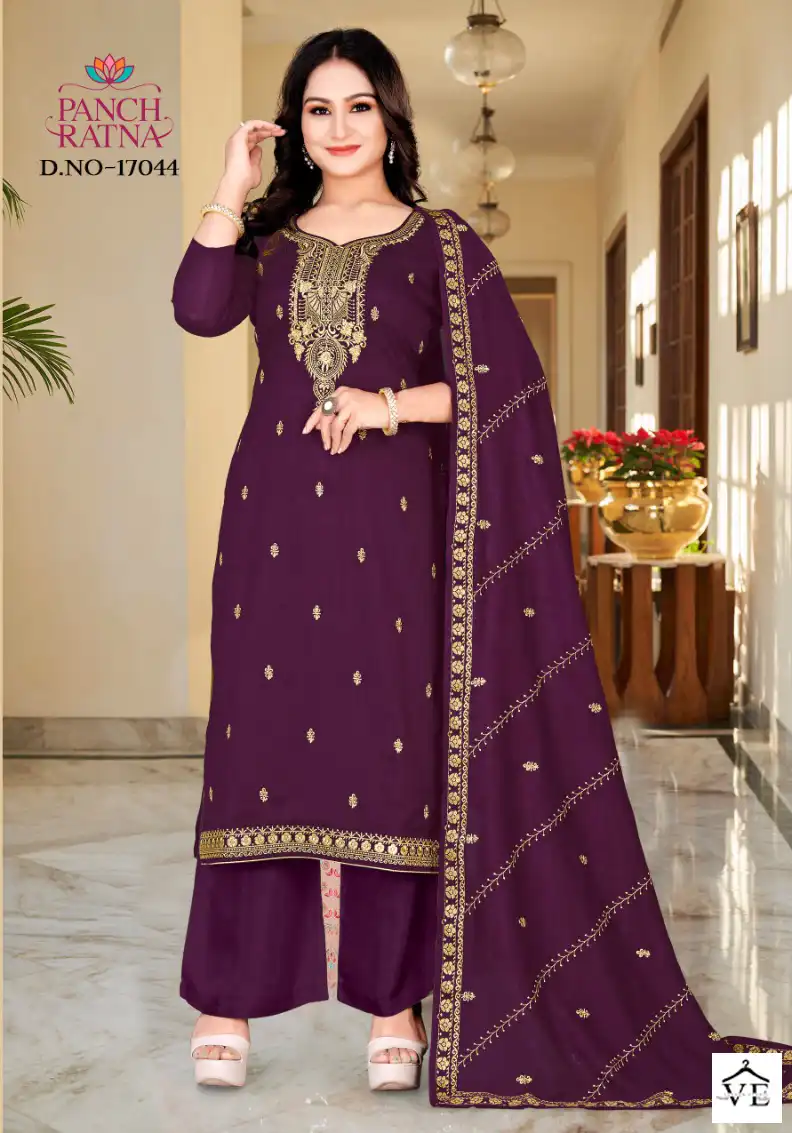 Panch Ratna Urvisha Pure Vichitra Silk Wholesale Salwar Suit Catalog — Wholesale Salwar Suits, MPA wholesale from Surat — view 4
