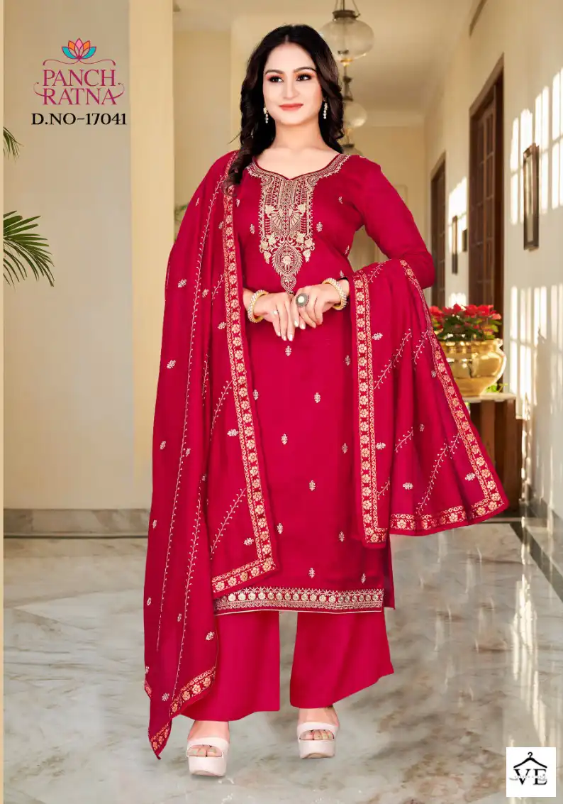 Panch Ratna Urvisha Pure Vichitra Silk Wholesale Salwar Suit Catalog — Wholesale Salwar Suits, MPA wholesale from Surat — view 2