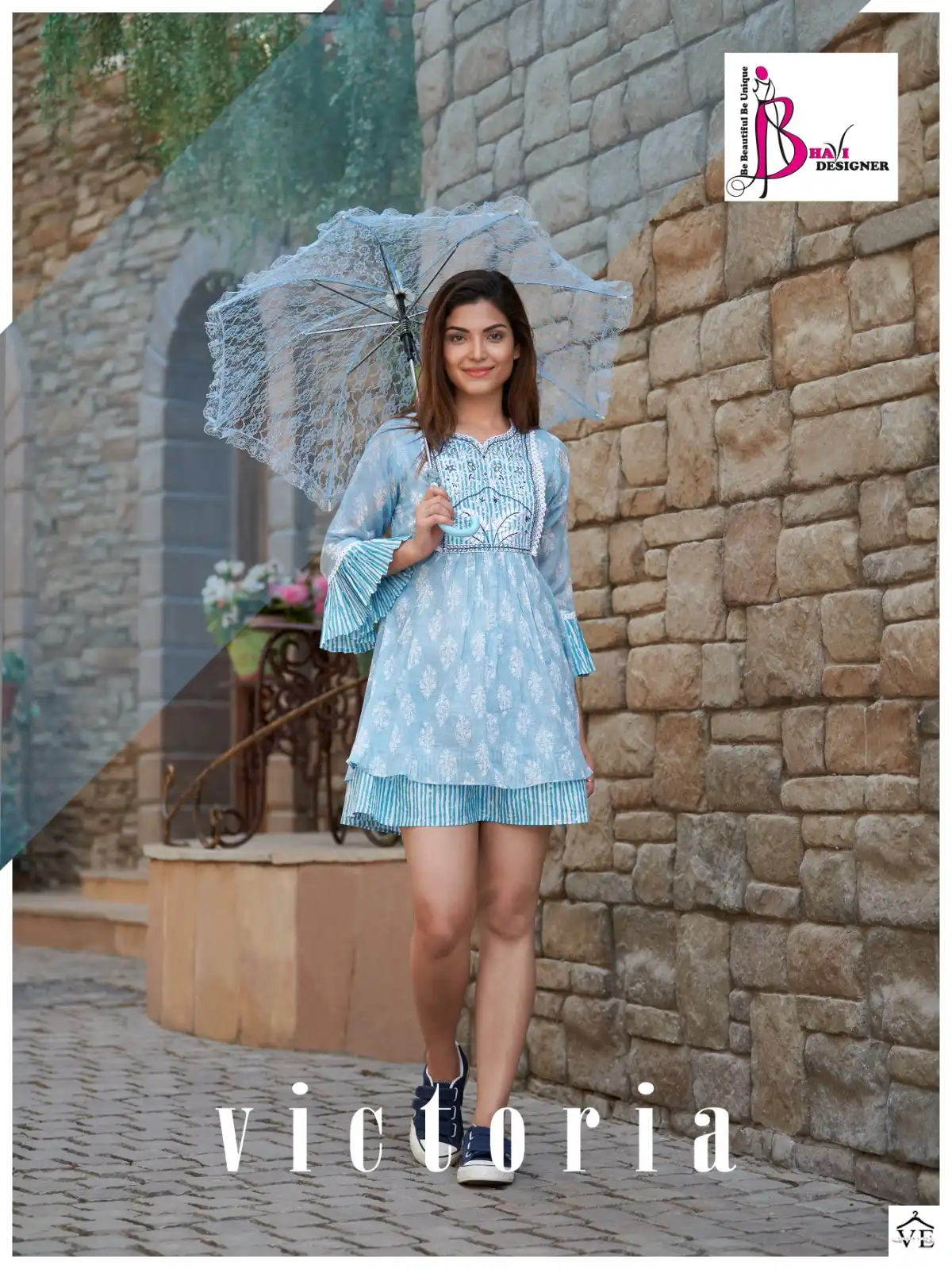 Bhavi Designer Victoria Printed Cotton Mal &amp; Rayon Wholesale Tunics Catalog — Wholesale Kurtis, MPA wholesale from Surat — view 3
