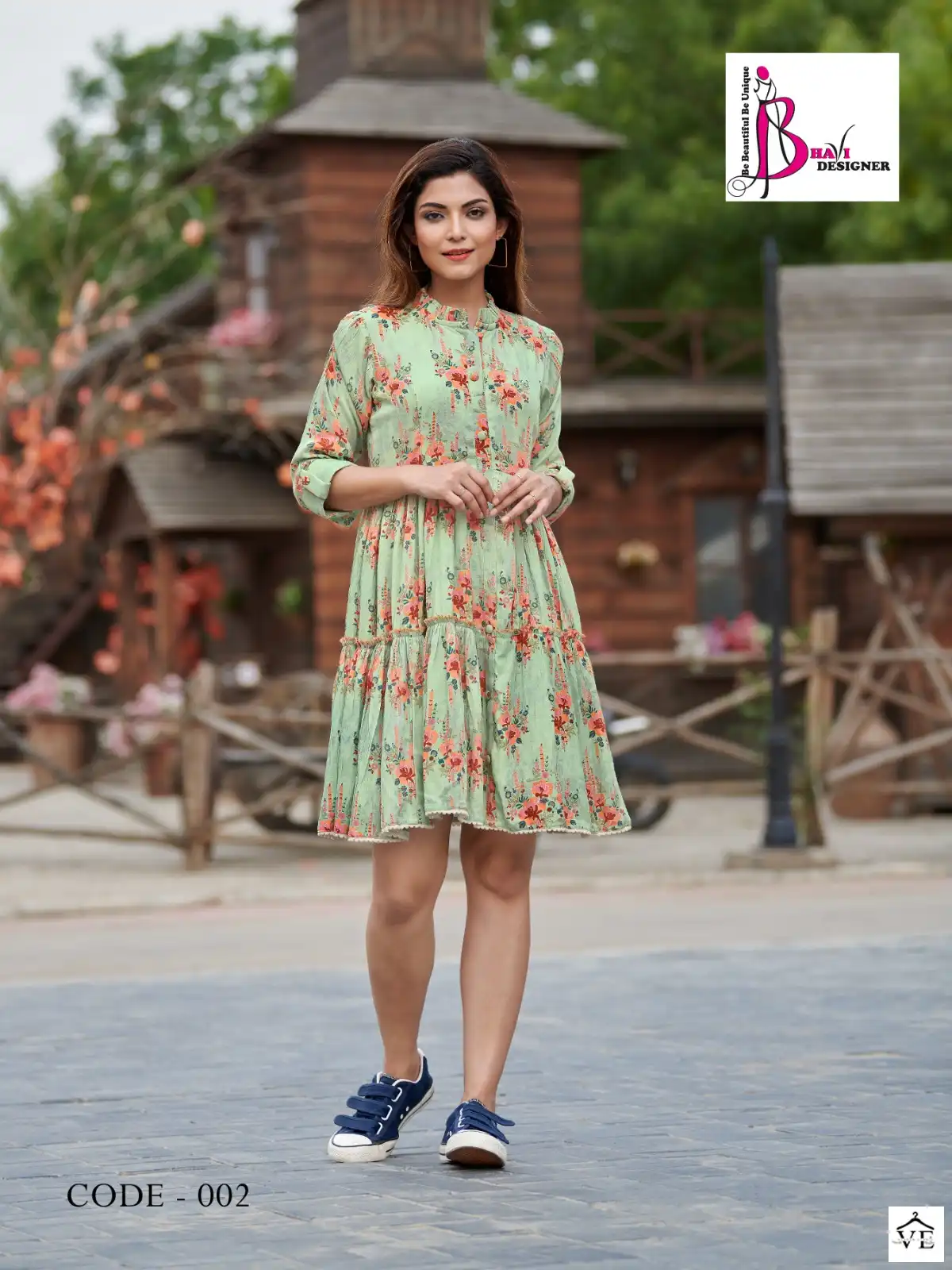 Bhavi Designer Victoria Printed Cotton Mal &amp; Rayon Wholesale Tunics Catalog — Wholesale Kurtis, MPA wholesale from Surat — view 4