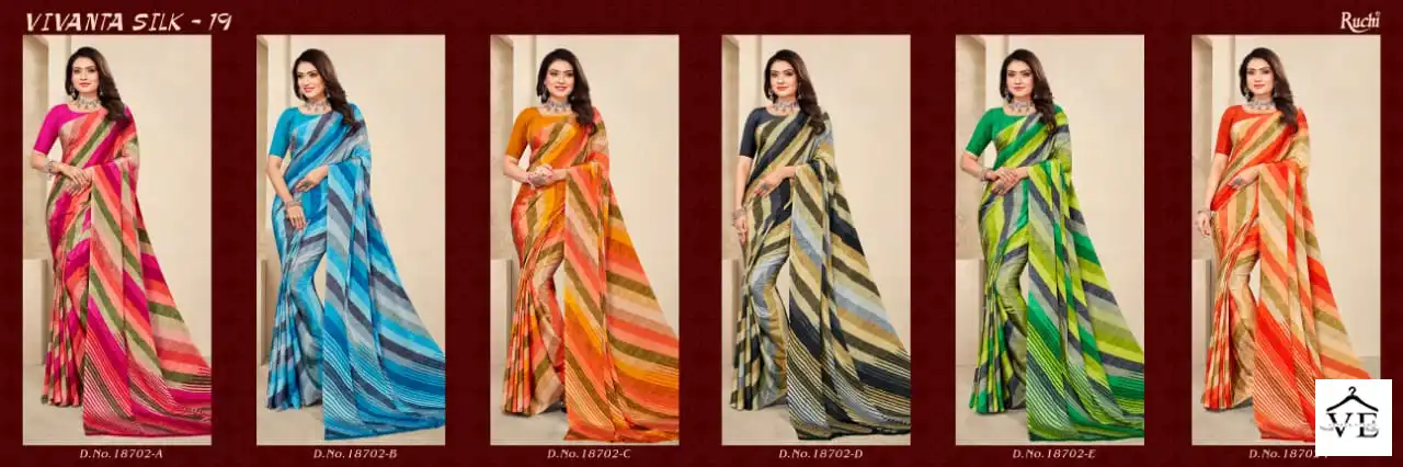 Ruchi Vivanta Silk 19Th Edition Crepe Silk Wholesale Saree Catalog — Wholesale Sarees, MPA wholesale from Surat — view 7