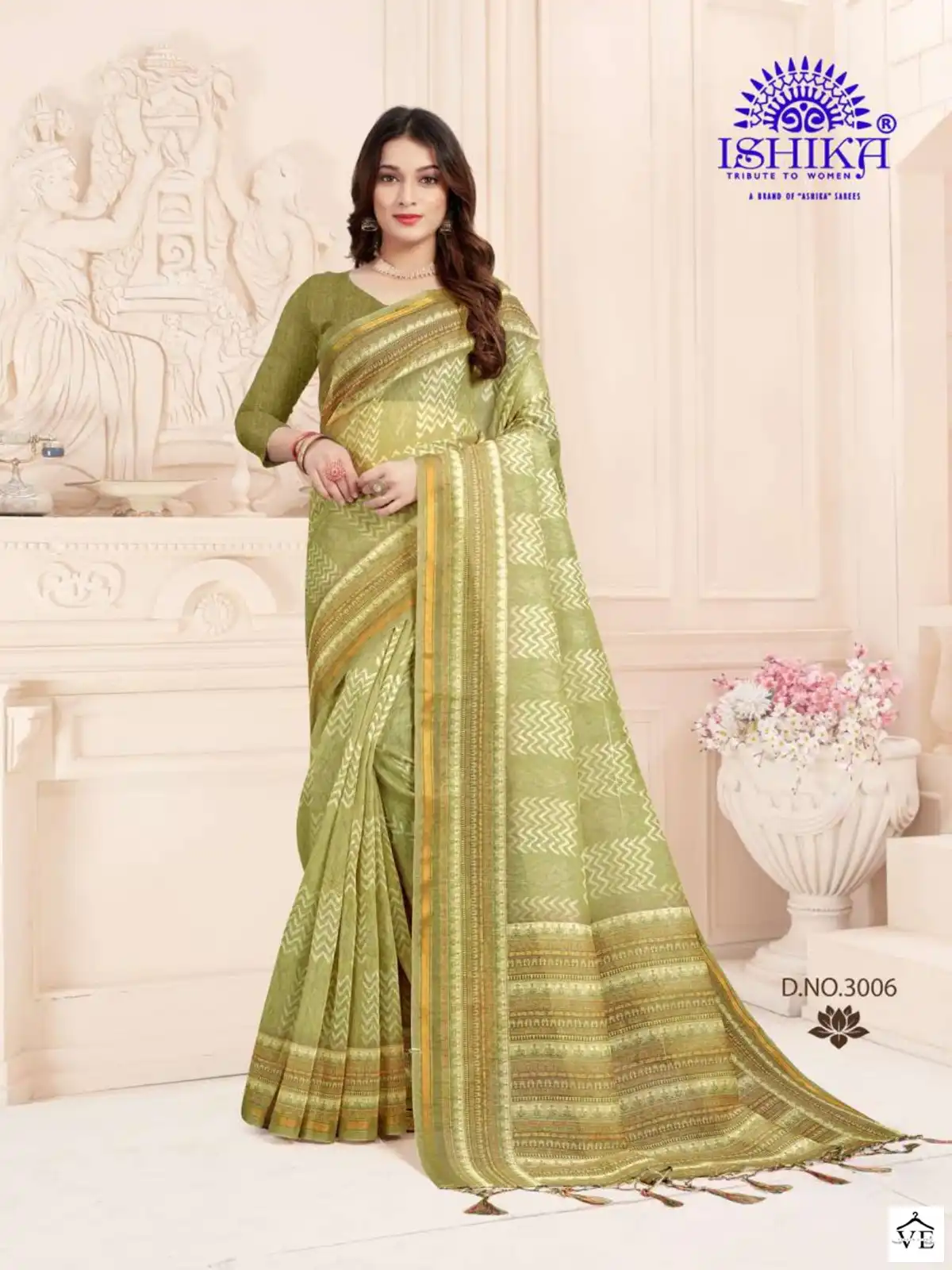 Ishika Vanshika Digital Linen Printed Wholesale Saree Catalog — Wholesale Sarees, MPA wholesale from Surat - Gallery Image 3
