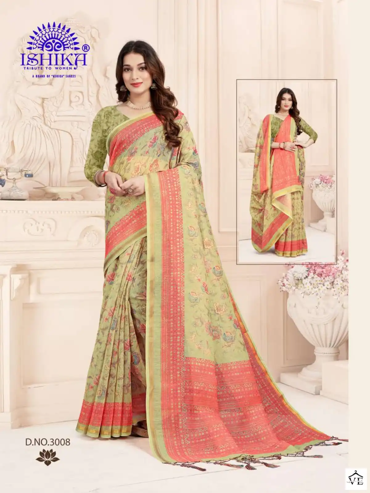 Ishika Vanshika Digital Linen Printed Wholesale Saree Catalog — Wholesale Sarees, MPA wholesale from Surat - Gallery Image 4