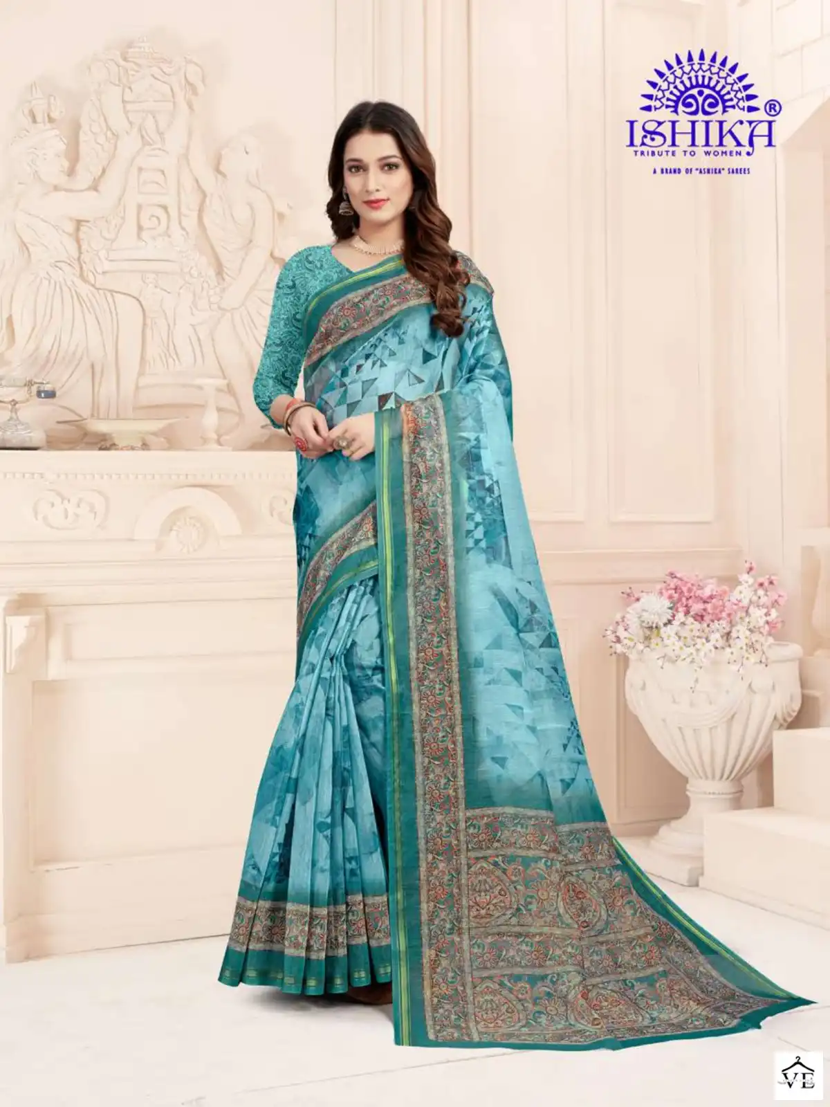 Ishika Vanshika Digital Linen Printed Wholesale Saree Catalog — Wholesale Sarees, MPA wholesale from Surat - Gallery Image 9