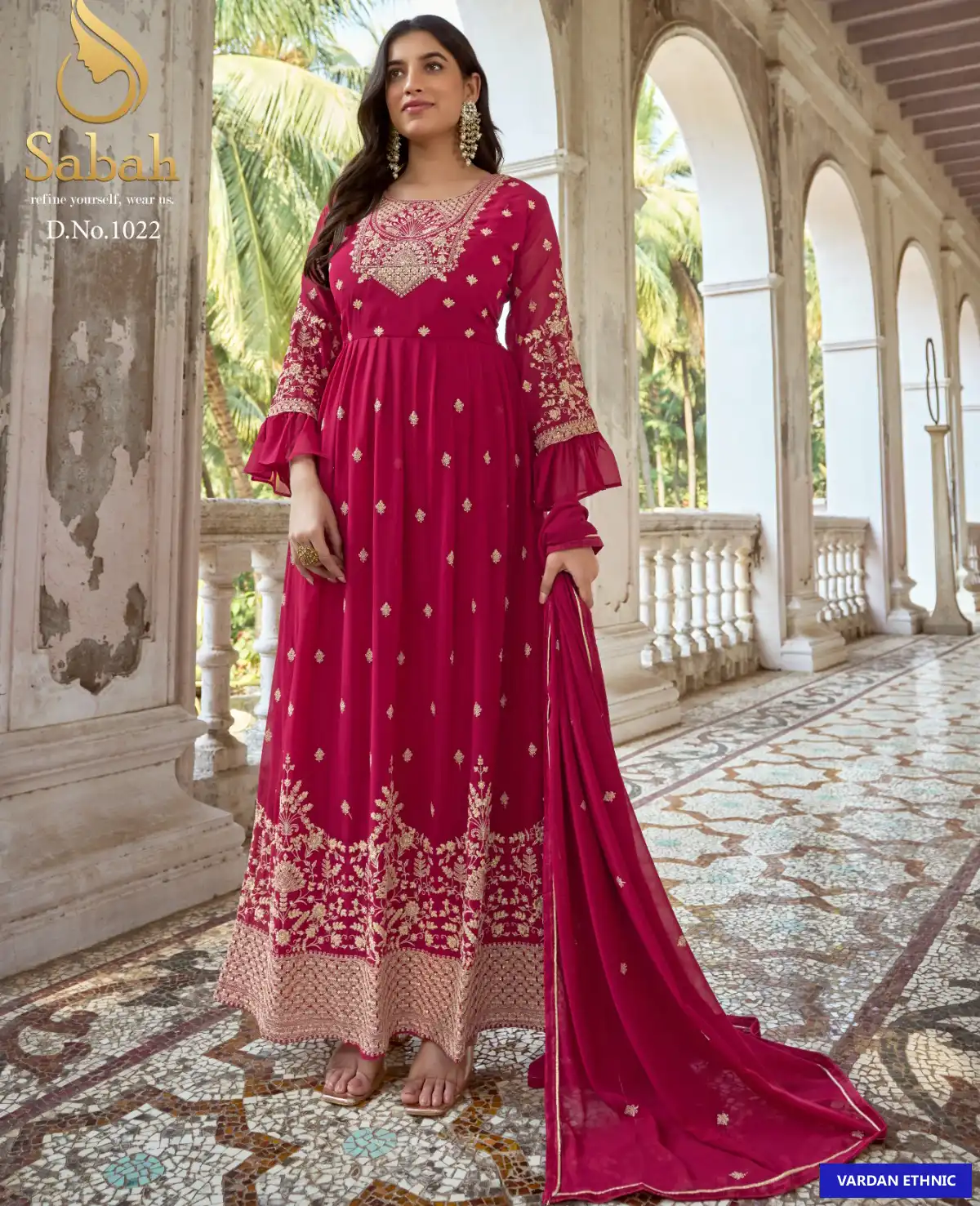 Sabah Zaina Heavy Faux Georgette Wholesale Designer Anarkali Suits Catalog — Wholesale Salwar Suits, MPA wholesale from Surat — view 1