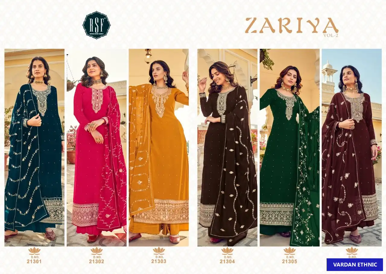 Rsf Zariya Vol 2 Pure Faux Blooming Gorgette Wholesale Designer Suit Catalog — Wholesale Salwar Suits, MPA wholesale from Surat — view 7
