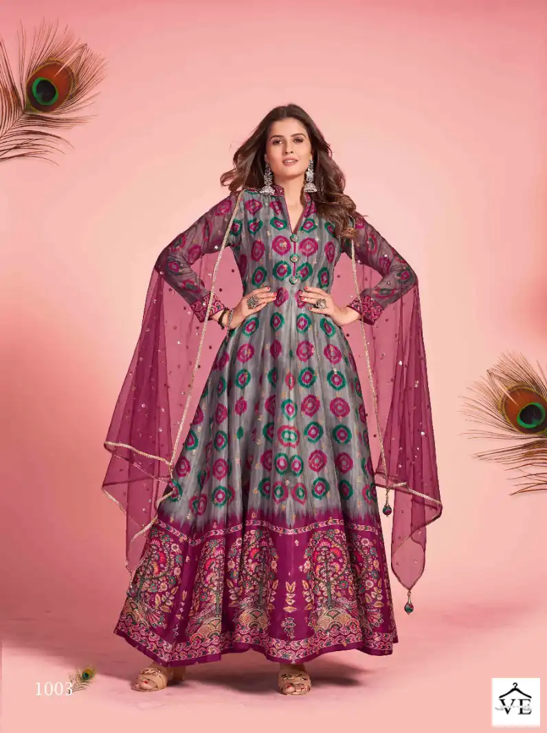 Virasat Kalamkari Pure Dola Silk Wholesale Gown With Dupatta Catalog — Wholesale Salwar Suits, MPA wholesale from Surat - Gallery Image 2