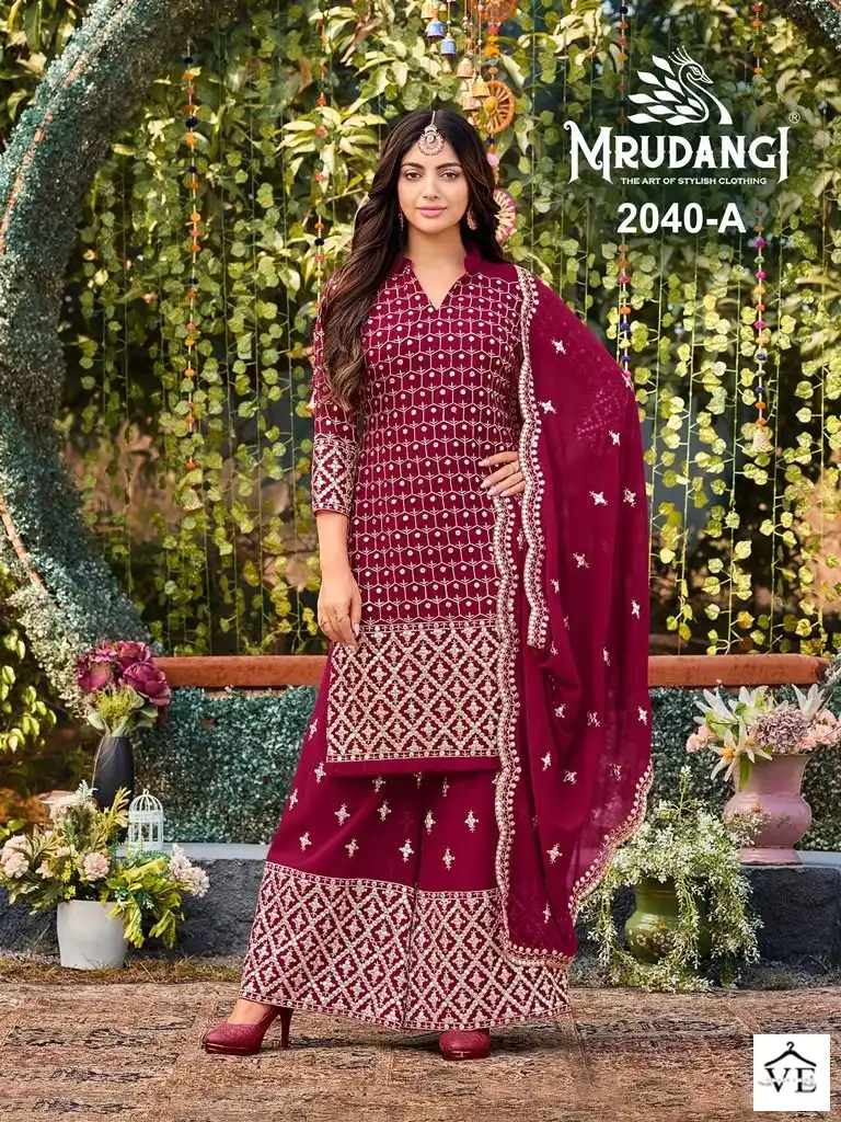 Mrudangi 2040 Colour Edition Heavy Faux Georgette Wholesale Plazzo Salwar Suit Catalog — Wholesale Salwar Suits, MPA wholesale from Surat - Gallery Image 2
