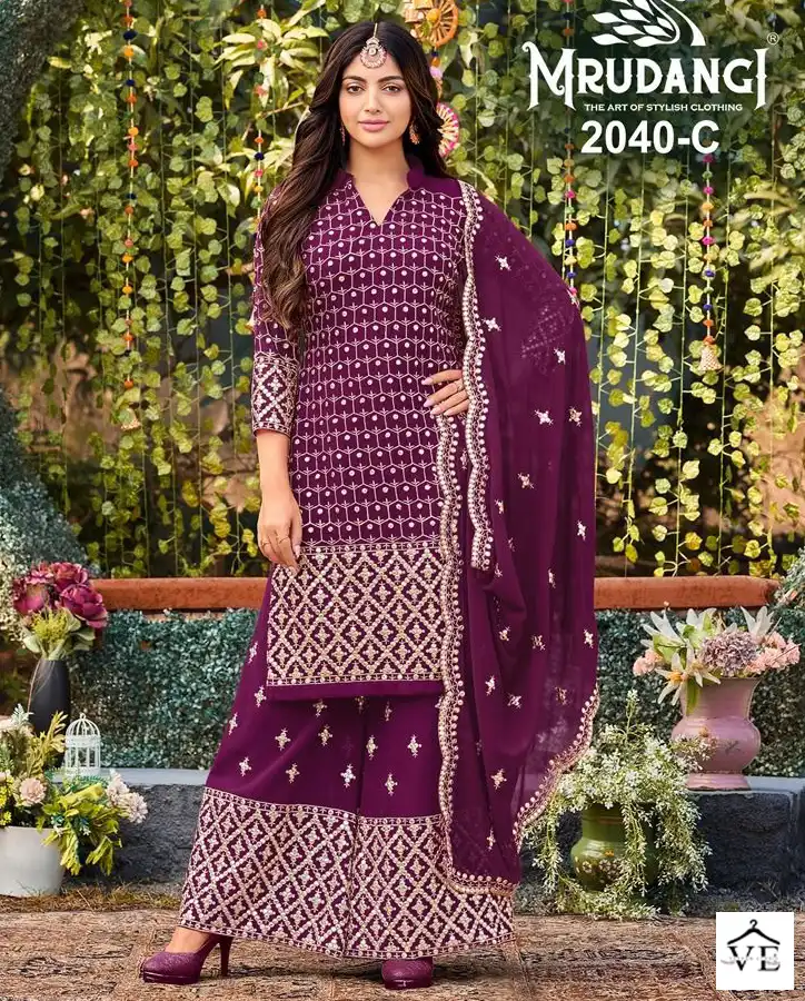 Mrudangi 2040 Colour Edition Heavy Faux Georgette Wholesale Plazzo Salwar Suit Catalog — Wholesale Salwar Suits, MPA wholesale from Surat — view 1