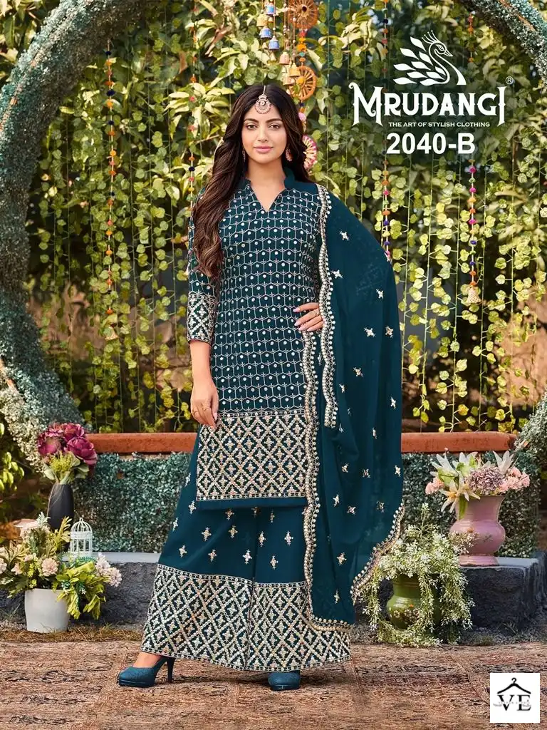 Mrudangi 2040 Colour Edition Heavy Faux Georgette Wholesale Plazzo Salwar Suit Catalog — Wholesale Salwar Suits, MPA wholesale from Surat - Gallery Image 3