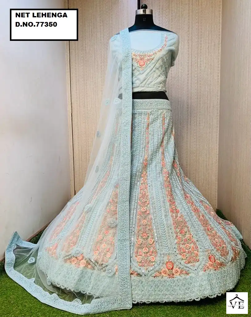 Parvati 77348 Net Wholesale Bridal Lehenga Catalog — Wholesale Lehenga, MPA wholesale from Surat — view 1