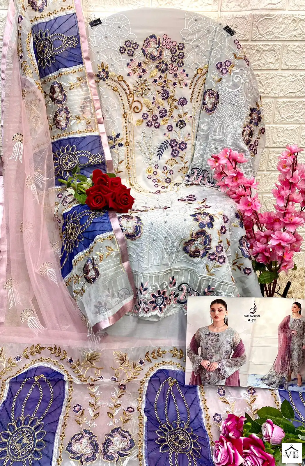 Alif Fashion A-79 Faux Georgette Wholesale Pakistani Suit — Wholesale Salwar Suits, MPA wholesale from Surat - Gallery Image 2