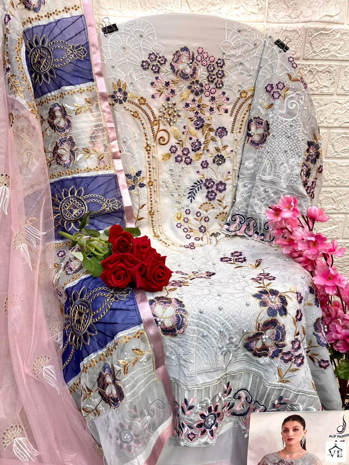 Alif Fashion A-79 Faux Georgette Wholesale Pakistani Suit — Wholesale Salwar Suits, MPA wholesale from Surat - Gallery Image 3