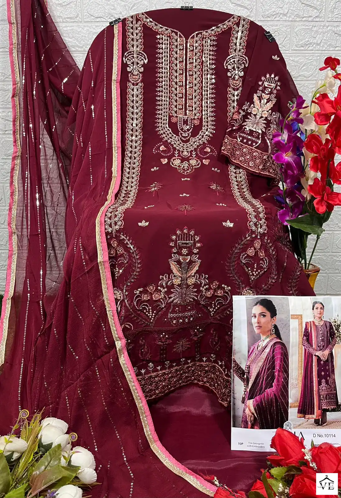Zaha Aaeesha Vol-1 Georgette Wholesale Designer Pakistani Suits Catalog — Wholesale Salwar Suits, MPA wholesale from Surat - Gallery Image 12