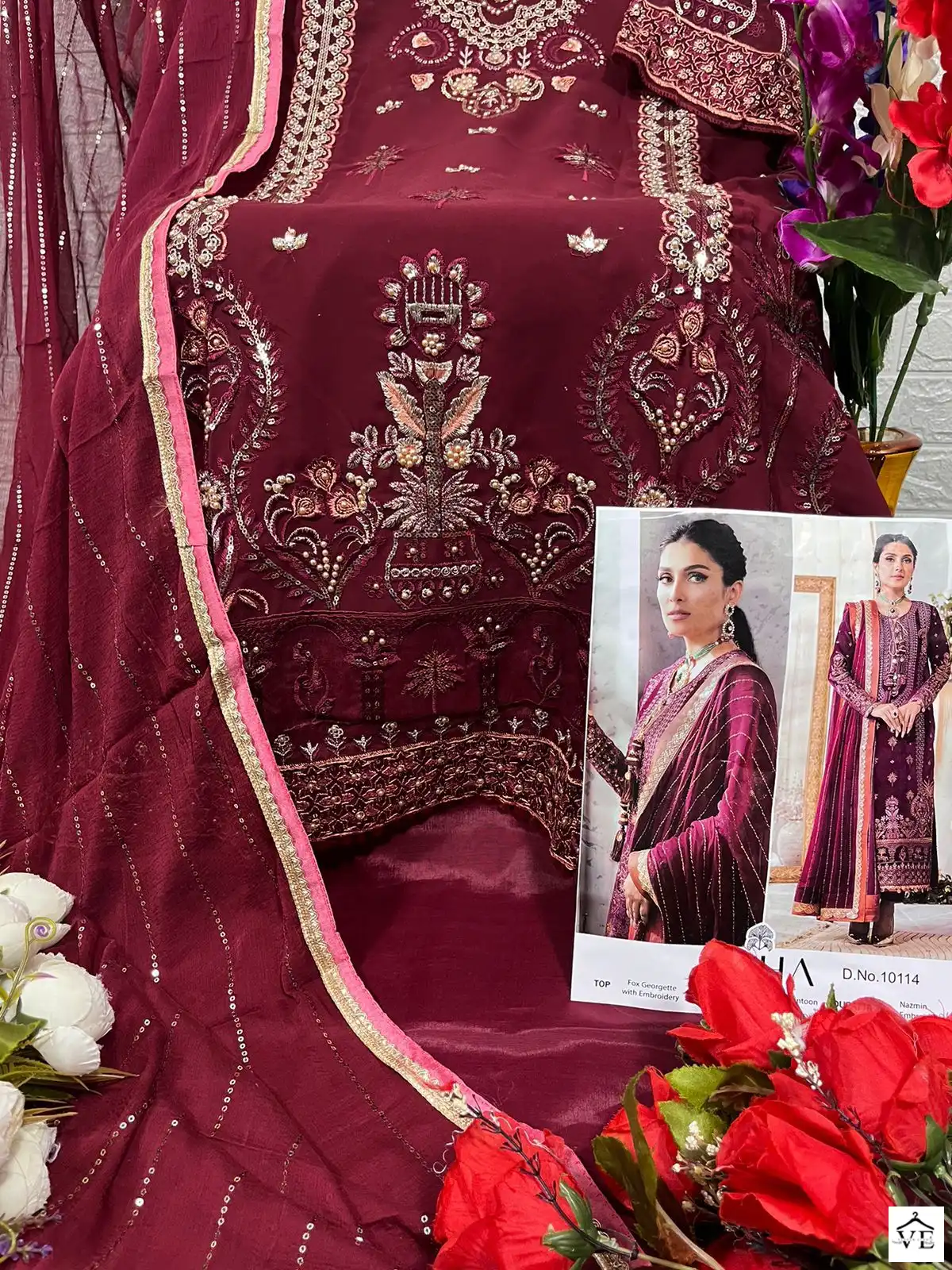 Zaha Aaeesha Vol-1 Georgette Wholesale Designer Pakistani Suits Catalog — Wholesale Salwar Suits, MPA wholesale from Surat - Gallery Image 7