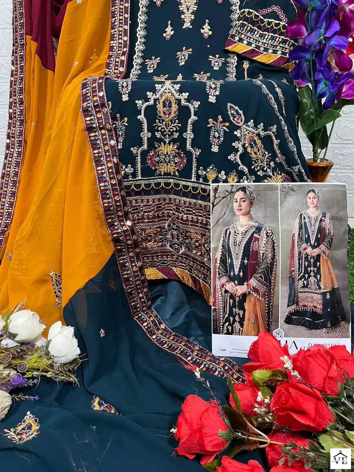 Zaha Aaeesha Vol-1 Georgette Wholesale Designer Pakistani Suits Catalog — Wholesale Salwar Suits, MPA wholesale from Surat - Gallery Image 6