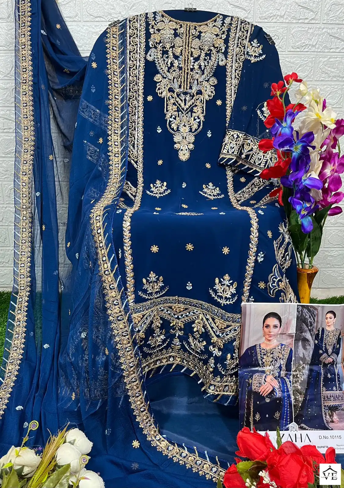 Zaha Aaeesha Vol-1 Georgette Wholesale Designer Pakistani Suits Catalog — Wholesale Salwar Suits, MPA wholesale from Surat - Gallery Image 8