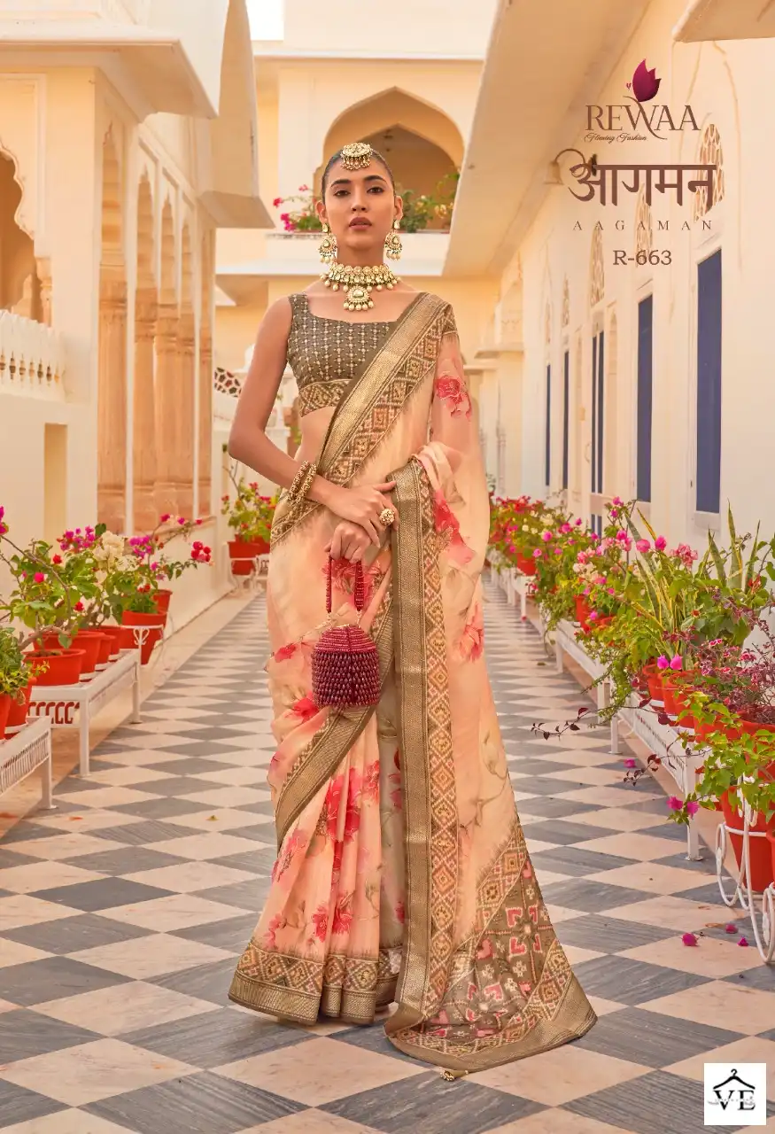 Rewaa Aagaman P.V.Silk Chiffon Wholesale Saree Catalog — Wholesale Sarees, MPA wholesale from Surat - Gallery Image 2