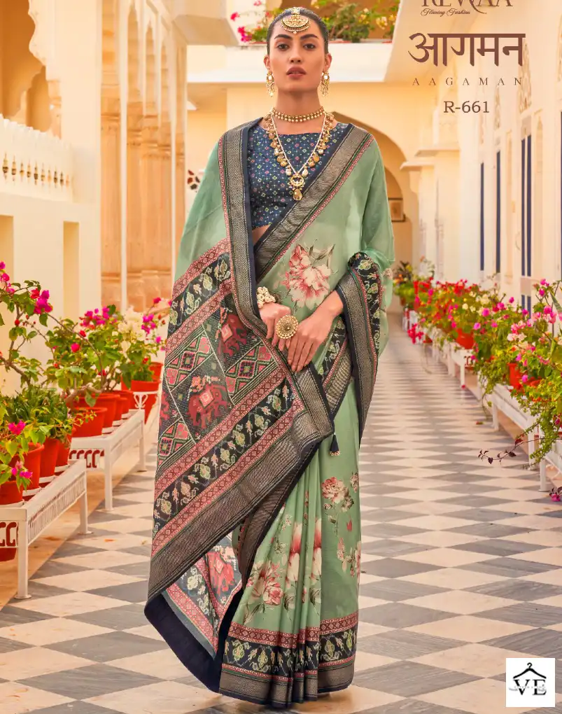 Rewaa Aagaman P.V.Silk Chiffon Wholesale Saree Catalog — Wholesale Sarees, MPA wholesale from Surat — view 1