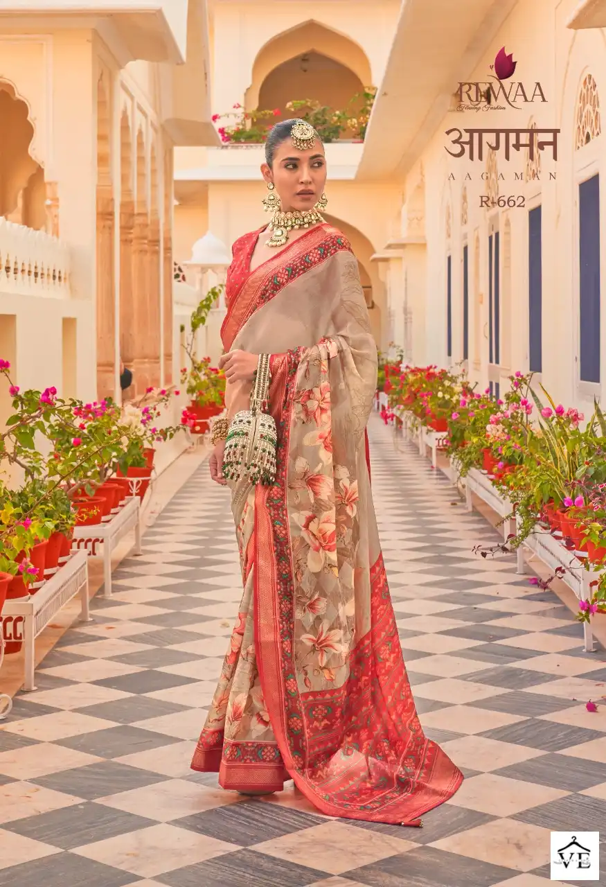 Rewaa Aagaman P.V.Silk Chiffon Wholesale Saree Catalog — Wholesale Sarees, MPA wholesale from Surat - Gallery Image 3