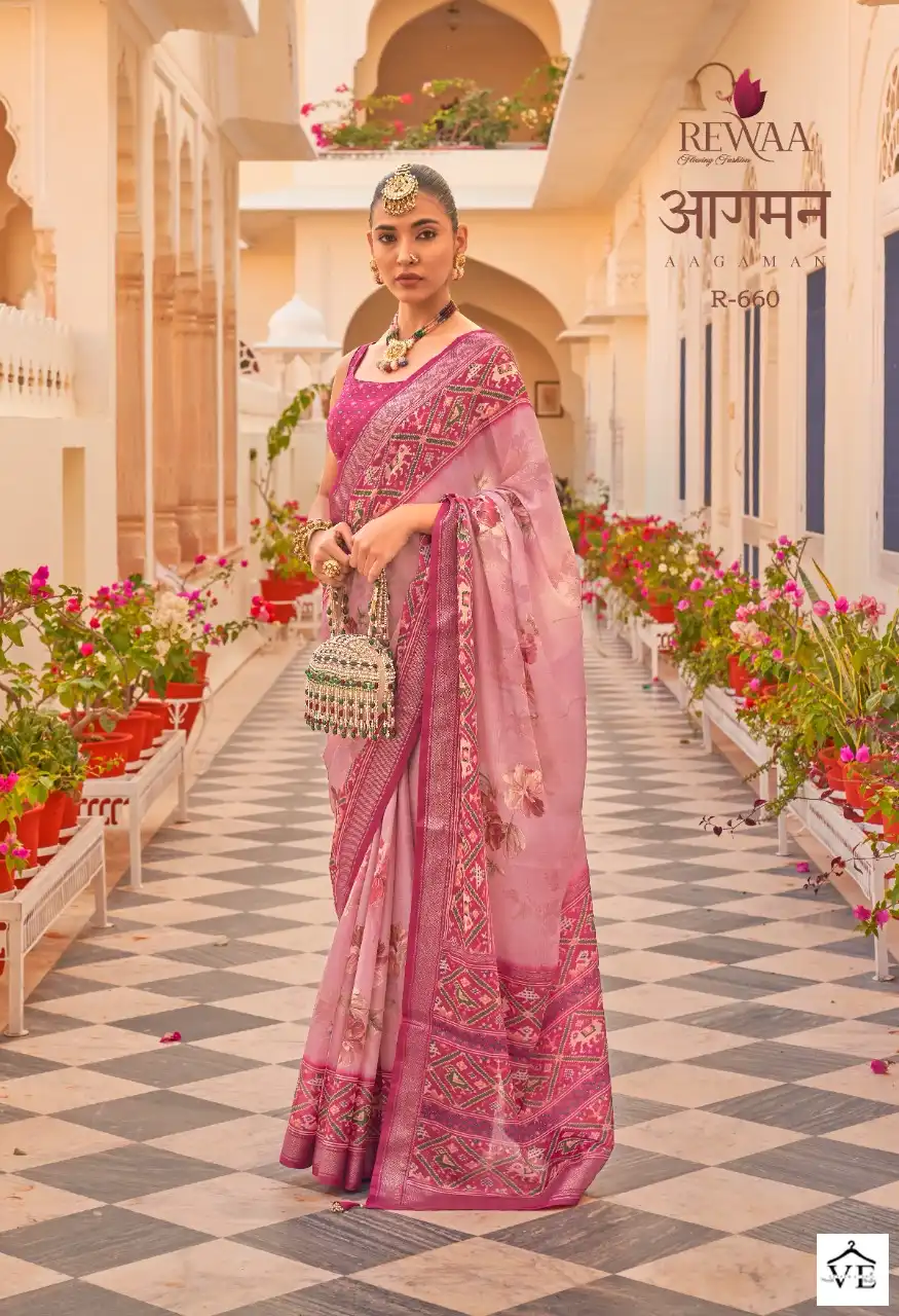 Revaa Aagman Silk Chiffon Wholesale Saree Catalog — Wholesale Sarees, MPA wholesale from Surat — view 4
