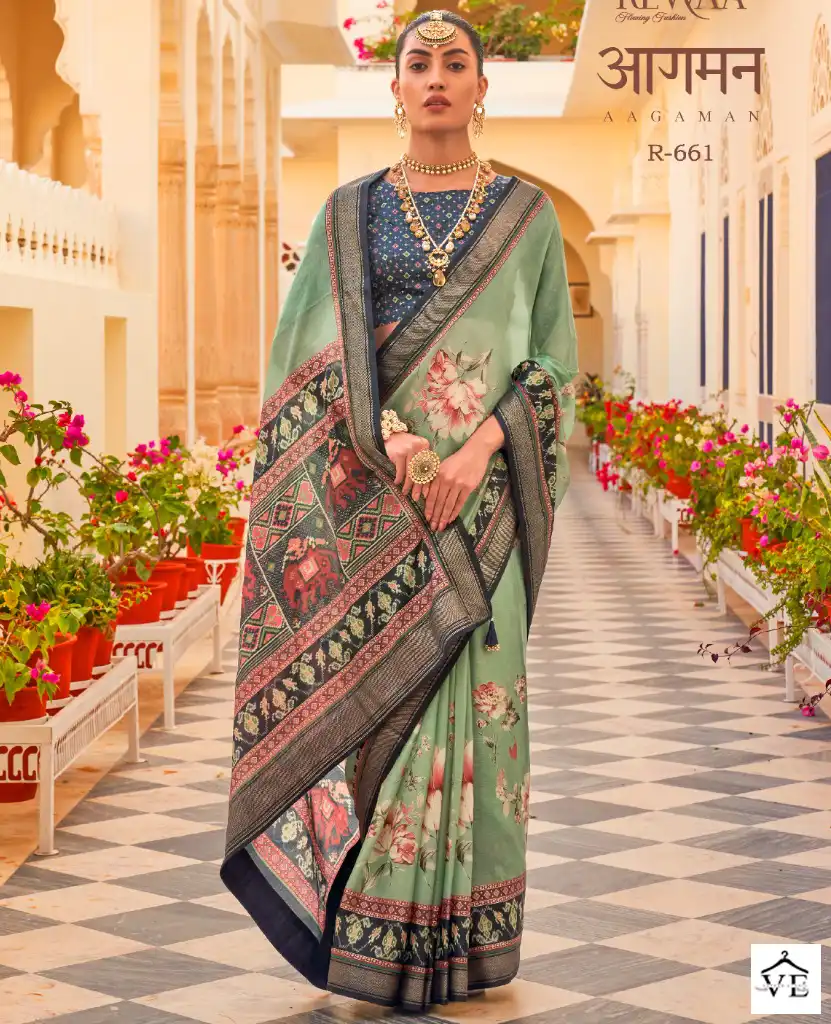 Revaa Aagman Silk Chiffon Wholesale Saree Catalog — Wholesale Sarees, MPA wholesale from Surat — view 1