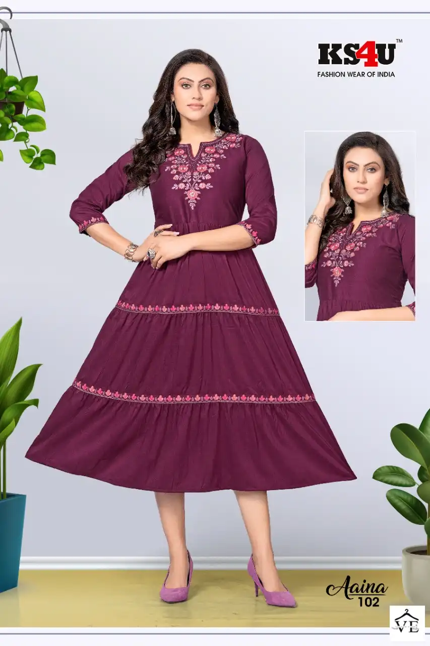 KS4U Aaina Imported Fabric Wholesale Kurti Catalog — Wholesale Kurtis, MPA wholesale from Surat - Gallery Image 6