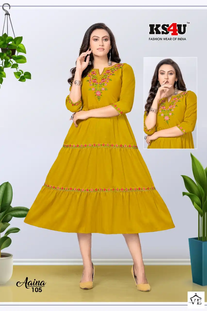 KS4U Aaina Imported Fabric Wholesale Kurti Catalog — Wholesale Kurtis, MPA wholesale from Surat - Gallery Image 2