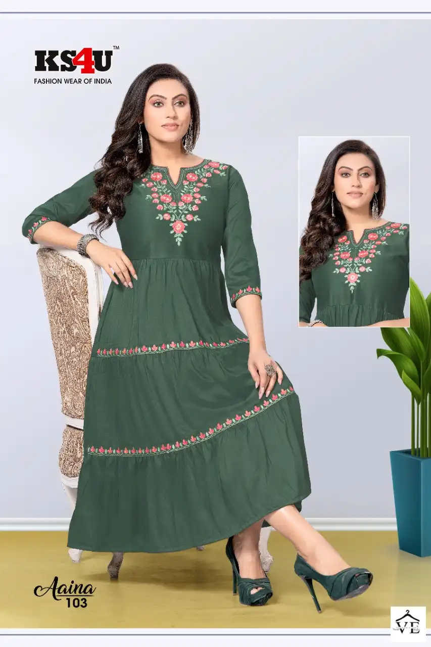 KS4U Aaina Imported Fabric Wholesale Kurti Catalog — Wholesale Kurtis, MPA wholesale from Surat - Gallery Image 3