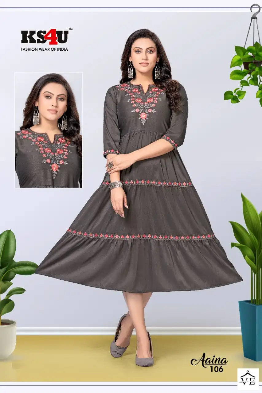KS4U Aaina Imported Fabric Wholesale Kurti Catalog — Wholesale Kurtis, MPA wholesale from Surat - Gallery Image 4