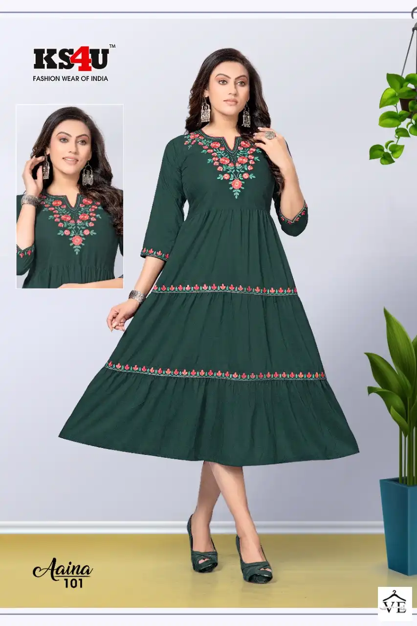 KS4U Aaina Imported Fabric Wholesale Kurti Catalog — Wholesale Kurtis, MPA wholesale from Surat - Gallery Image 5