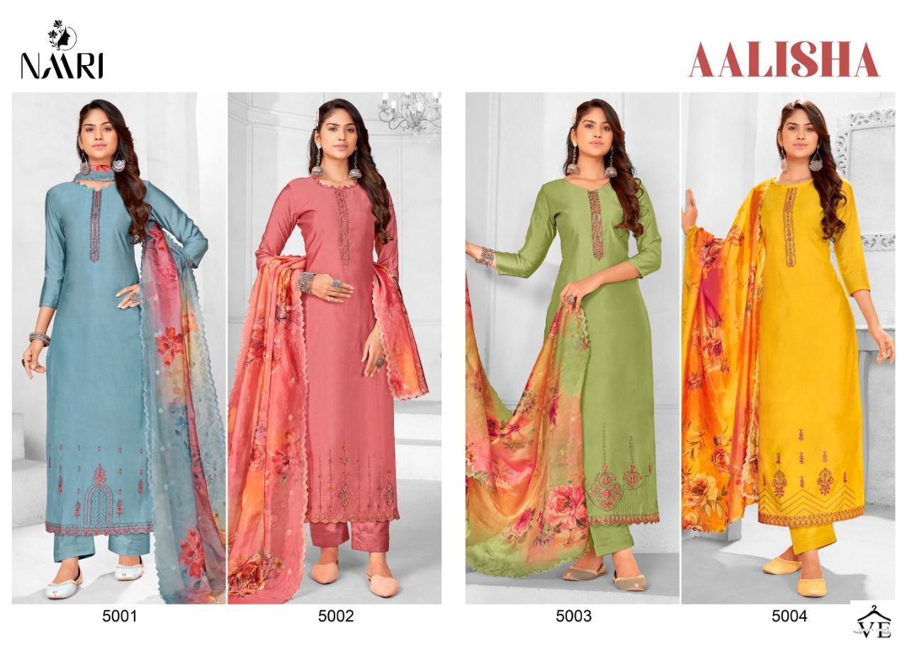 Naari Aalisha Silk Wholesale Designer Salwar Suit Catalog — Wholesale Salwar Suits, MPA wholesale from Surat — view 5