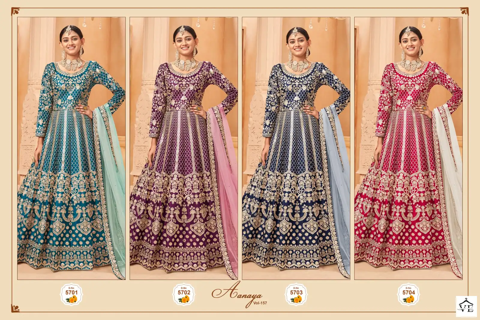 Twisha Aanaya 5700 Series Art Silk Wholesale Anarkali Salwar Suit Catalog — Wholesale Salwar Suits, MPA wholesale from Surat — view 5