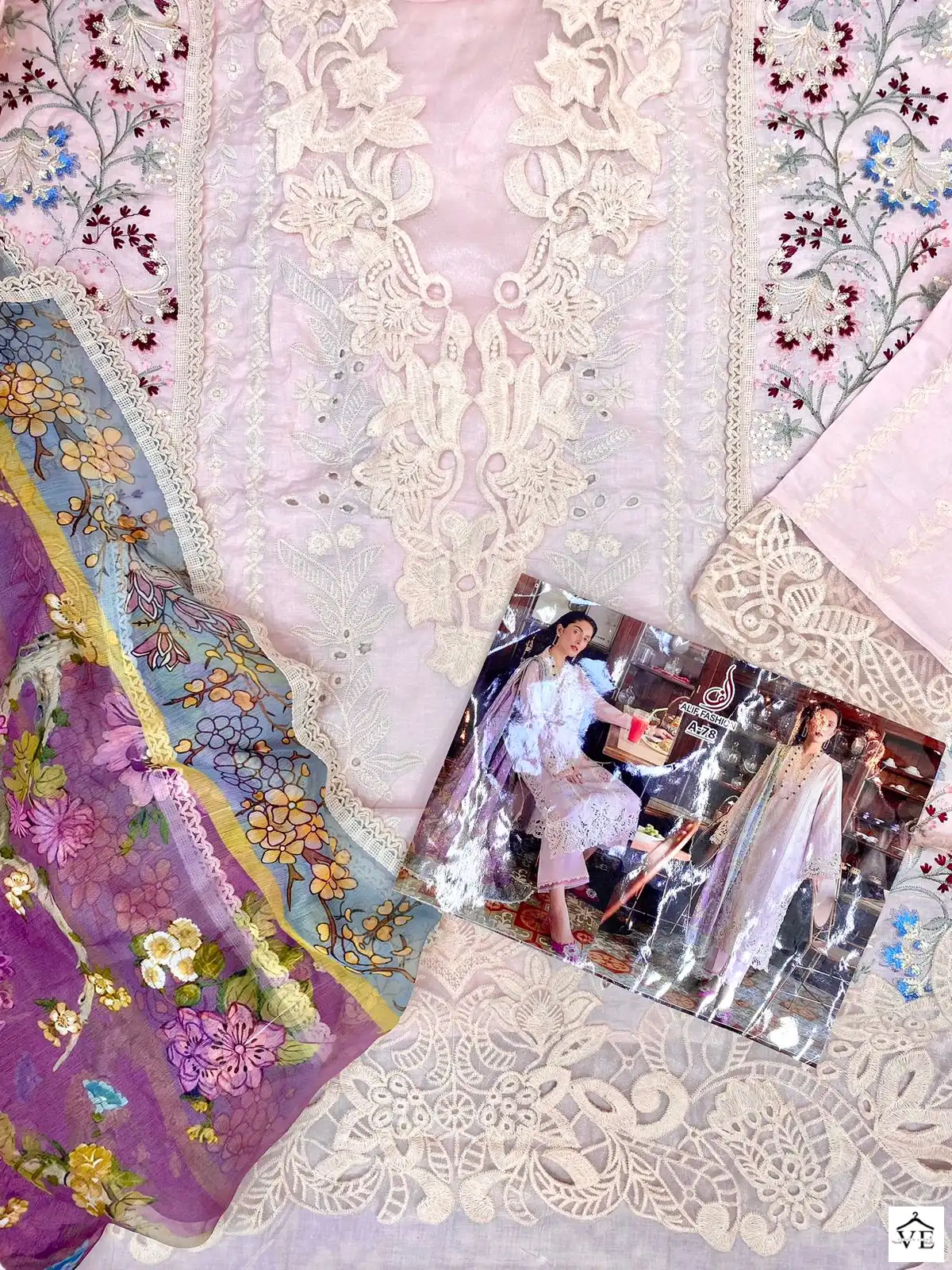 Alif Fashion AF-78 Pure Cambric Cotton Wholesale Pakistani Suit — Wholesale Salwar Suits, MPA wholesale from Surat - Gallery Image 4