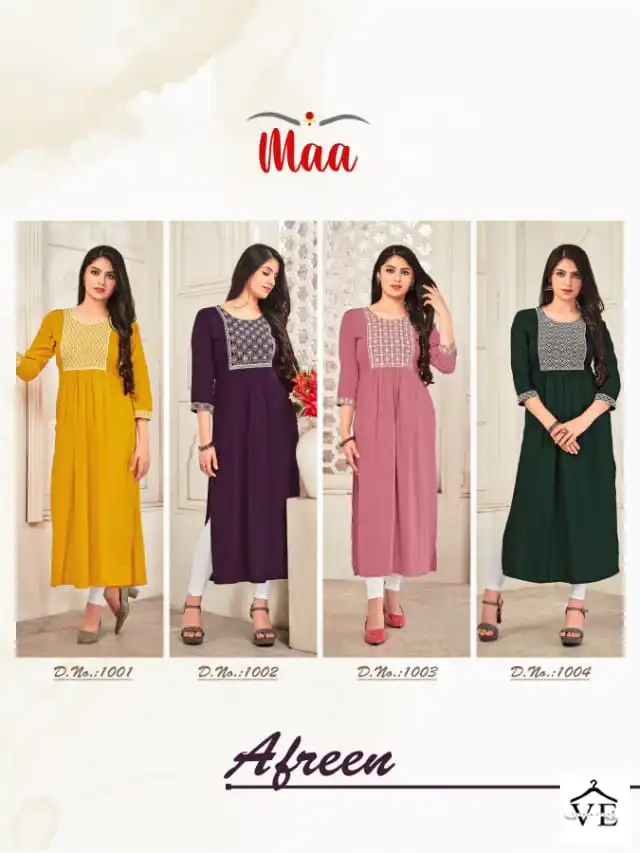 Maa Creation Afreen Rayon 14 Kg Wholesale Kurti Catalog — Wholesale Kurtis, MPA wholesale from Surat — view 5