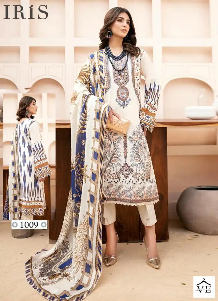 Iris Afsanah Pure Cotton Wholesale Pakistani Regular Suit Catalog — Wholesale Salwar Suits, MPA wholesale from Surat — view 1