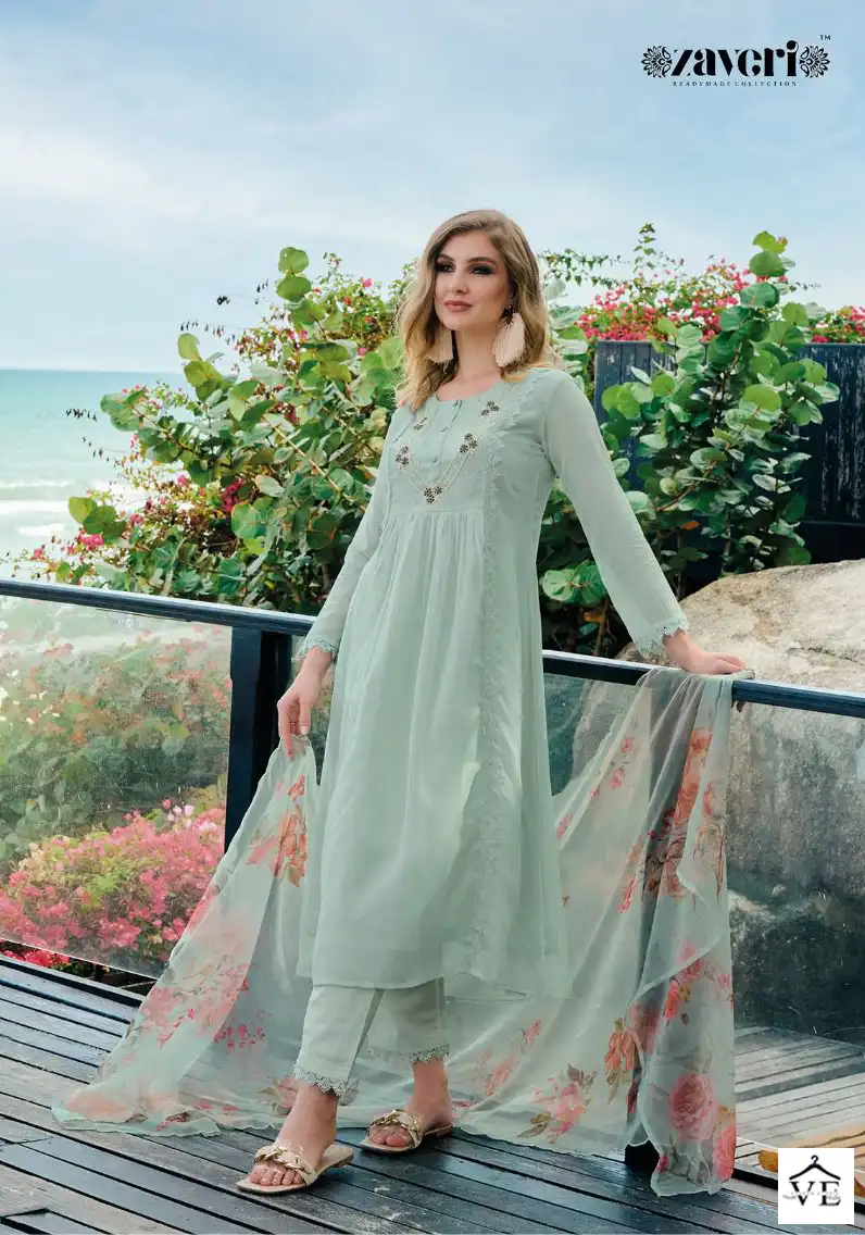Zaveri Alaya Heavy Organza Wholesale Readymade Suits Catalog — Wholesale Salwar Suits, MPA wholesale from Surat - Gallery Image 4