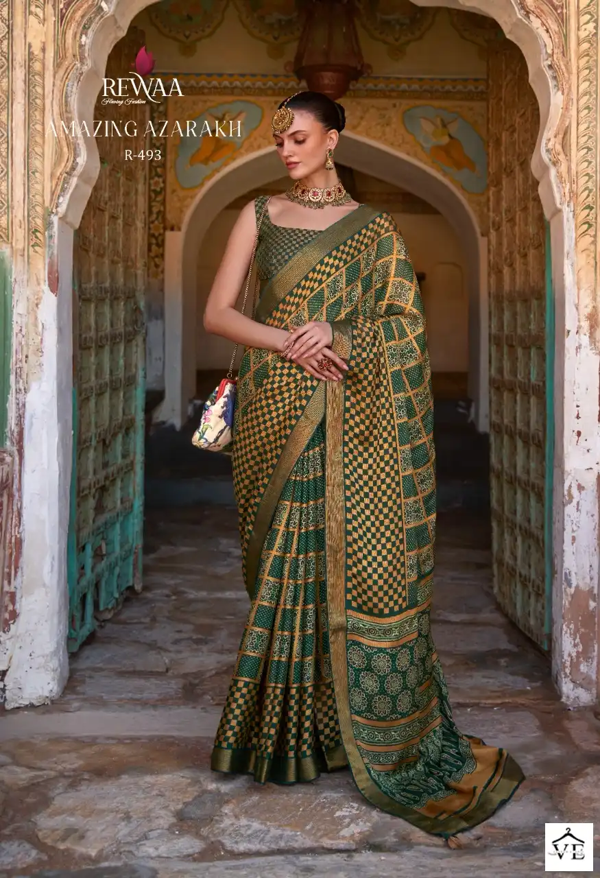 Rewaa Amazing Azarakh Brasso Wholesale Saree Catalog — Wholesale Sarees, MPA wholesale from Surat - Gallery Image 2