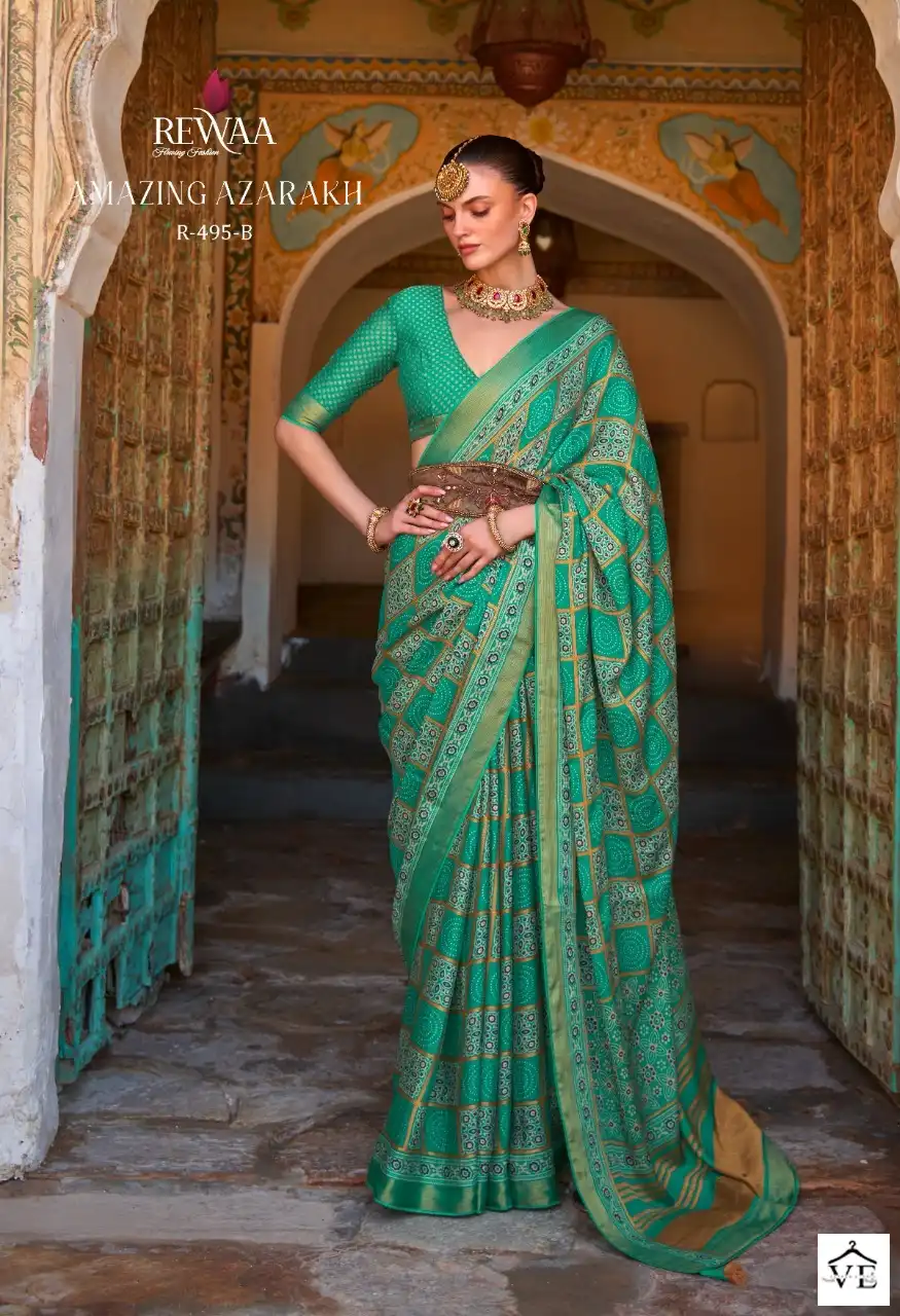 Rewaa Amazing Azarakh Brasso Wholesale Saree Catalog — Wholesale Sarees, MPA wholesale from Surat - Gallery Image 3