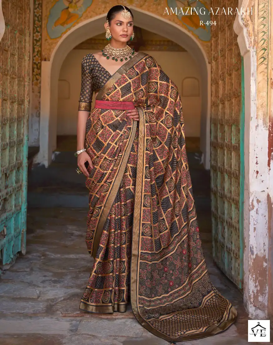 Rewaa Amazing Azarakh Brasso Wholesale Saree Catalog — Wholesale Sarees, MPA wholesale from Surat — view 1