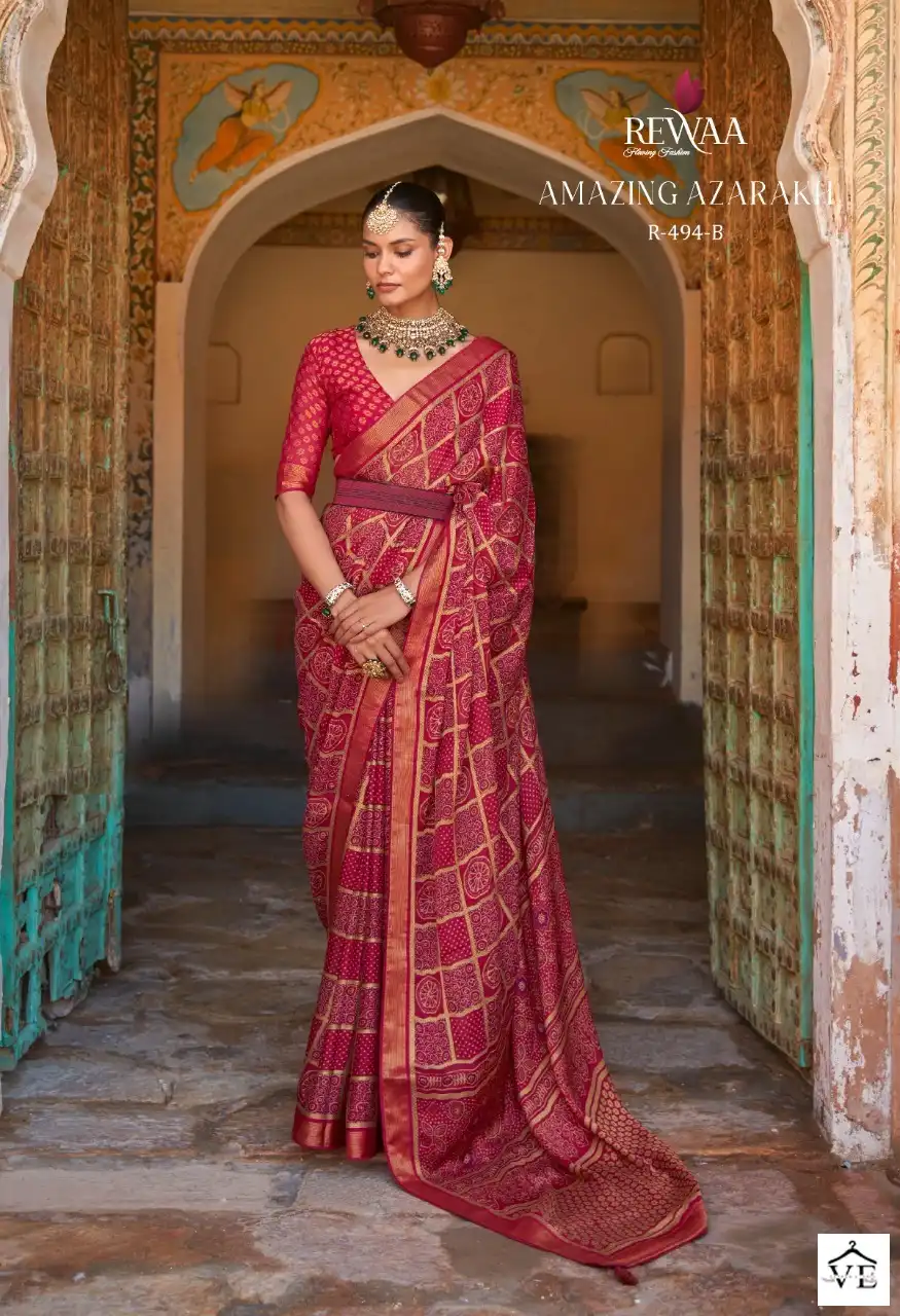 Rewaa Amazing Azarakh Brasso Wholesale Saree Catalog — Wholesale Sarees, MPA wholesale from Surat - Gallery Image 5