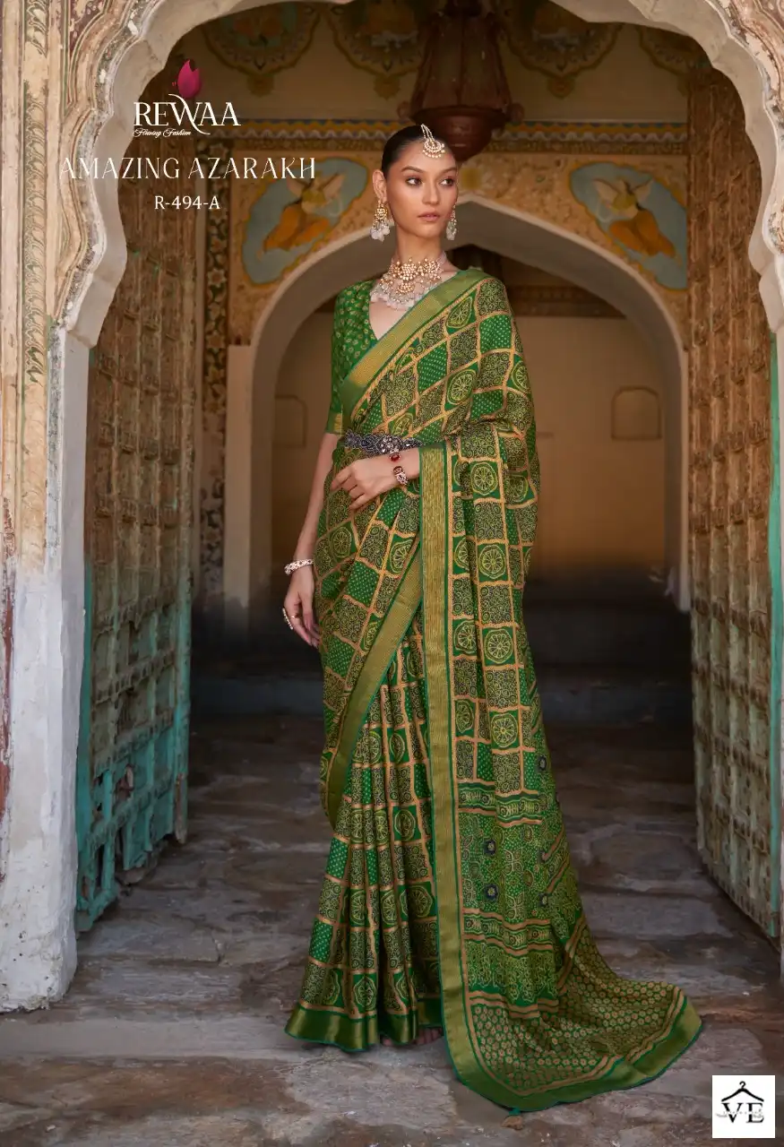 Rewaa Amazing Azarakh Brasso Wholesale Saree Catalog — Wholesale Sarees, MPA wholesale from Surat - Gallery Image 6