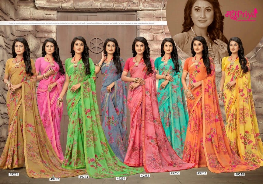 Madhupriya Amrita 60 Gm Chiffon Wholesale Saree Catalog — Wholesale Sarees, MPA wholesale from Surat — view 9